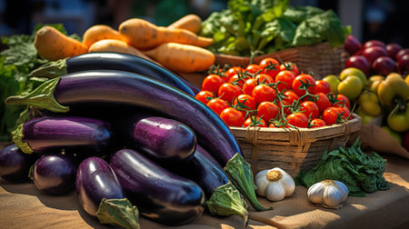 Eggplant and Carrots Radiate Wholesome Appeal. Generative AIの素材