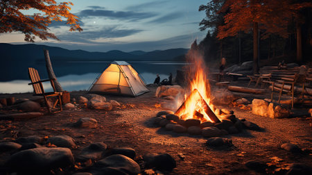 Into the Wild: Discovering the Delights of Campfire Camping. Generative AIの素材