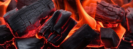 Abstract Composition of Burning Coals from a Fiery Blaze. Generative AIの素材
