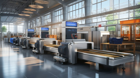 A Front View of Airport's Protective Pulse. Generative AIの素材