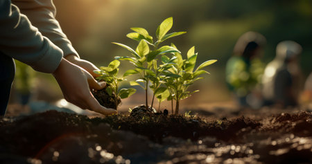 Nature's Stewards. Embracing Conservation Through Planting and Protection. Generative AIの素材