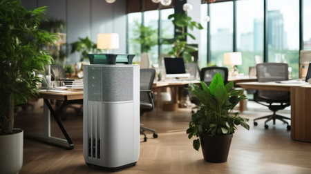The Integration of Air Purifiers in Contemporary Work Environments. Generative AIの素材