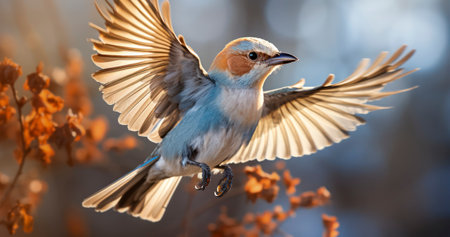The grace and beauty of a rare bird in flight. Generative AIの素材