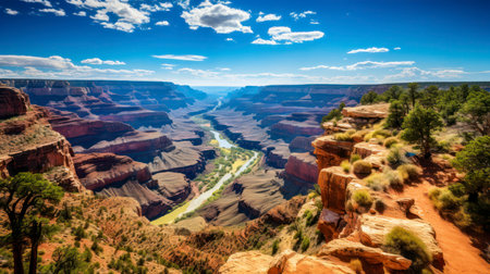 Travelers' Retreat into the Expansive National Parks. Generative AIの素材
