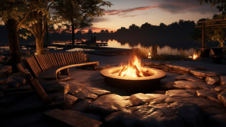 The Quintessential Fire Pit for Summer Evenings and Shared Stories. Generative AIの素材