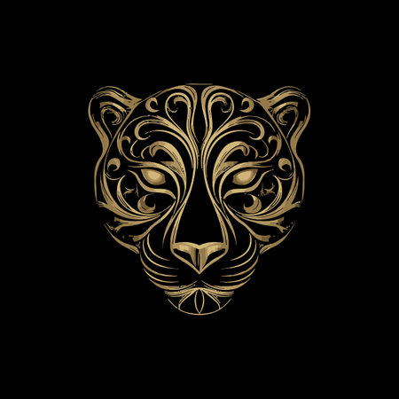Stunning vector art featuring an elegant tiger head design with intricate patterns, perfect for adding a luxurious touch to any project or collection.のイラスト素材