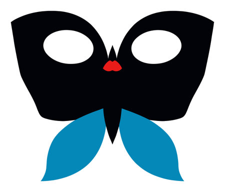 This abstract illustration features a black butterfly design with blue wings and a red accent. Ideal for artistic and creative projects that seek a modern flair.のイラスト素材