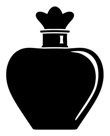 This elegant abstract silhouette features a decorative perfume bottle with a crown. Ideal for beauty and fashion themes, this minimalist design captures refinement and artistry.のイラスト素材