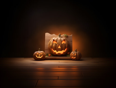 Halloween festival design for show product and your story with space for text. Generative AI.の素材