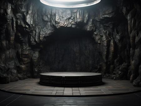 Luxury marble, blocks, cylindrical plinths, concept scenes, stage performances, products, creams, perfumes, with space for text. Modern surreal elements. Generative Ai.の素材