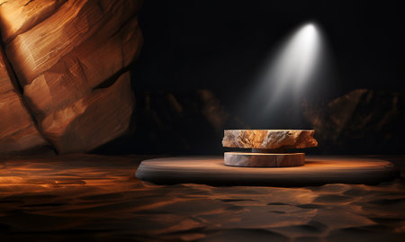 Luxury marble, blocks, cylindrical plinths, concept scenes, stage performances, products, creams, perfumes, with space for text. Modern surreal elements. Generative Ai.の素材