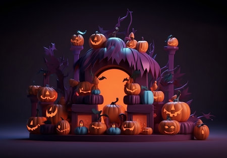 Halloween festival design for show product and your story  with space for text. Generative AI.の素材