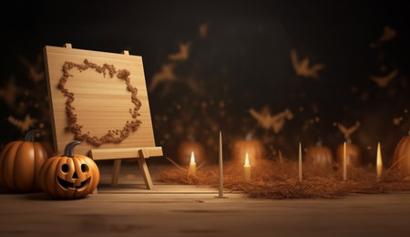 Halloween festival design for show product and your story  with space for text. Generative AI.の素材