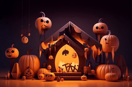 Halloween festival design for show product and your story  with space for text. Generative AI.の素材