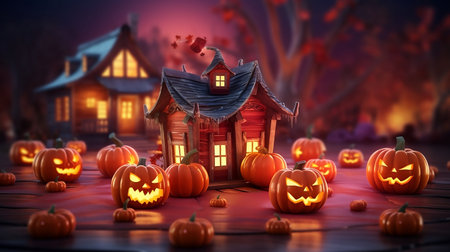 Halloween festival design for show product and your story  with space for text. Generative AI.の素材