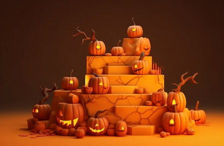 Halloween festival design for show product and your story  with space for text. Generative AI.の素材