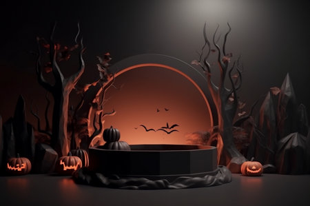 Halloween festival design for show product and your story  with space for text. Generative AI.の素材