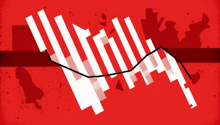 An image of the dollar rate cut. Money symbol with arrow stretched down, profit reduction, income, economy and income, icons for business concepts. Generative AI.の素材