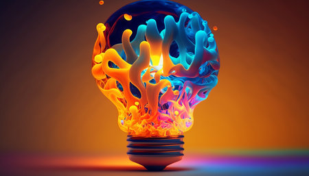 Colorful bulbs creative creative idea concept design, Generative AI.の素材