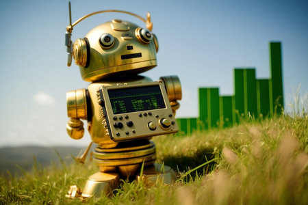 robot gold US dollar coin stock market forex trading graph futuristic Smart investment technology background, Generative AI.の素材