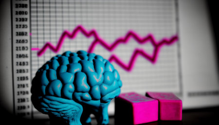 Illustration of human brain and graph future business , stock chart analysis to beat the market. Generative AI.の素材