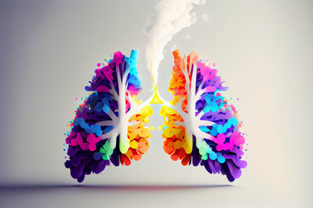 lung painting ideas On bright background.   advanced 3D rendering.  Generative AI.の素材
