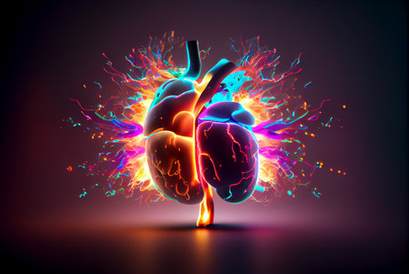 lung painting ideas On dark background.   advanced 3D rendering.  Generative AI.の素材