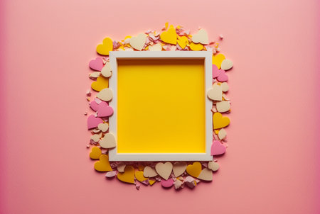 yellow frame for text or pictures inside yellow color.Generative AI.の素材
