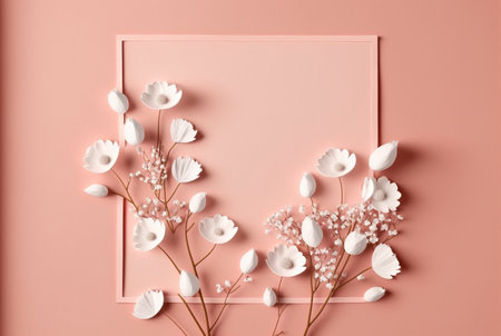 Flower on pink background. Generative Ai.の素材