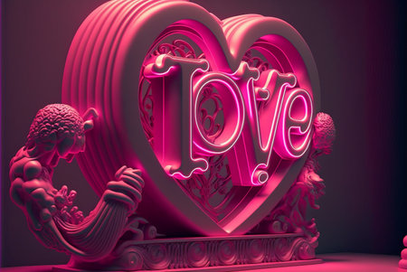 Valentine's day background with hearts. Generative Ai.の素材