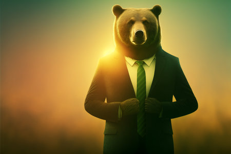 Business bear, Stock Trader Finance Crypto. Generative AI.の素材