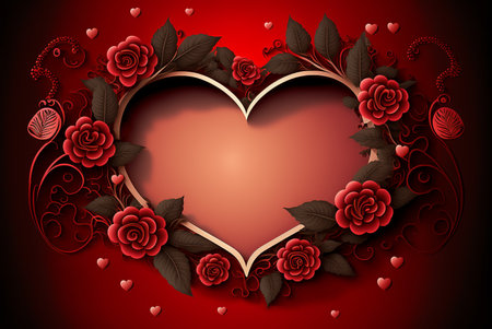 Heart of roses, Valentine's day background with hearts. Generative Ai.の素材