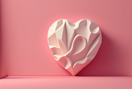 Heart on pink background. feeling happy with love. valentine day concept.  Generative Ai.の素材