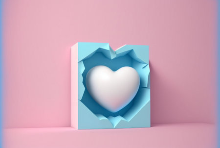 Heart on pink background. feeling happy with love. valentine day concept.  Generative Ai.の素材