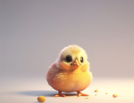 Chicks beautiful little chicken isolated on the whitecute eyes yellow baby animalの素材