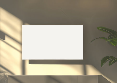 Empty picture frame simulation wall Modern living room design.の素材