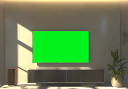 Empty picture frame simulation wall Modern living room design, with elegant decorations.の素材