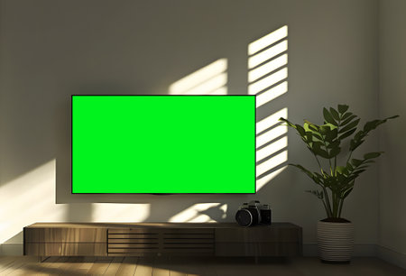 Empty picture frame simulation wall Modern living room design, with elegant decorations.の素材
