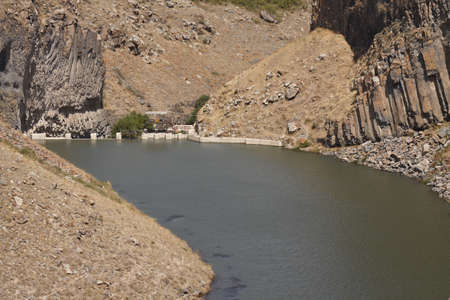a river Vorotan in canyon, dam near to Sisyan town, Armenia, augustの写真素材