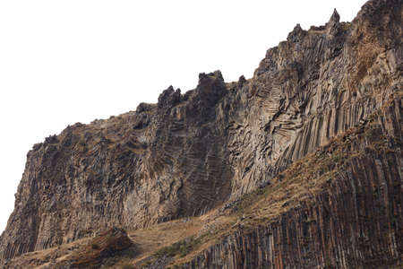 rocks of river Vorotan canyon, volcanic pattern, natural hexagon stones,の写真素材