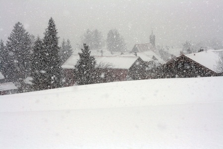 Heavy snowfall in Bavariaの写真素材