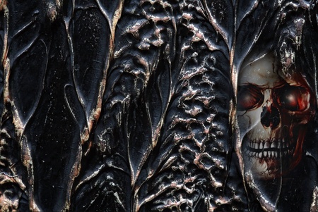 The skull in the metal plateの写真素材