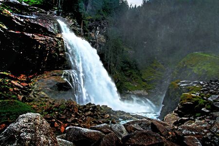 The Krimmel Waterfalls in Austria are one of the sizes in Europeの写真素材