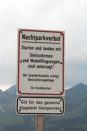 Night parking ban in the mountainsの写真素材