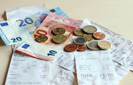 Money and bills. Cash receipt obligation in shopsの写真素材