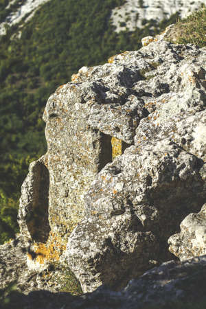 Ancient fortification in Mangup Cale ancient Crimean Karaites cave townの写真素材