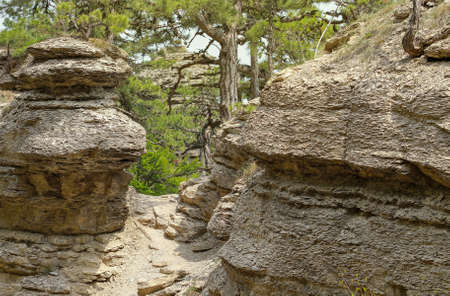 Mountain pass in Aj-Petry highlands of Crimeaの写真素材