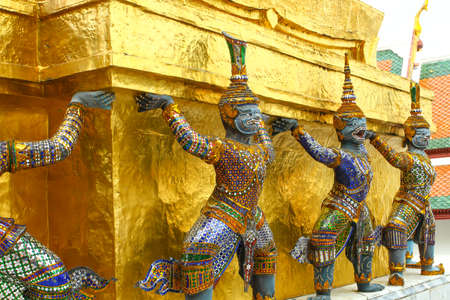 Emerald Buddha, Wat Phra Kaew temple statues ornament in Royal Palace of Bangkok in Thailandの写真素材