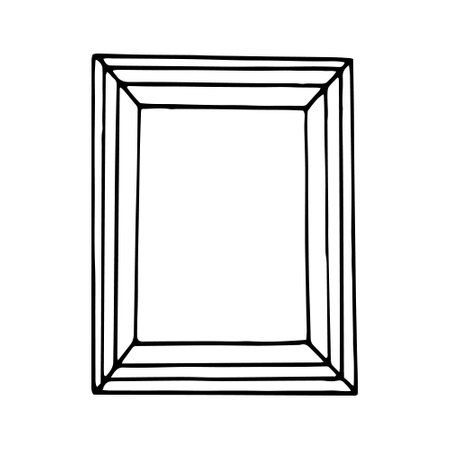 frame hand drawn in doodle style. Border decor for photos and pictures. monochrome, minimalism, simple, scandinavian, line artのイラスト素材