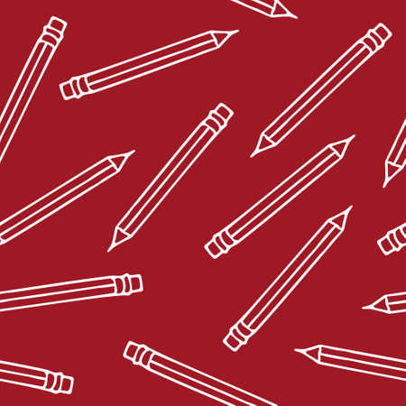 pencils seamless pattern hand drawn in doodle style. back to school background for wallpaper, wrapping paper, textile. minimalism, monochrome, Scandinavianのイラスト素材